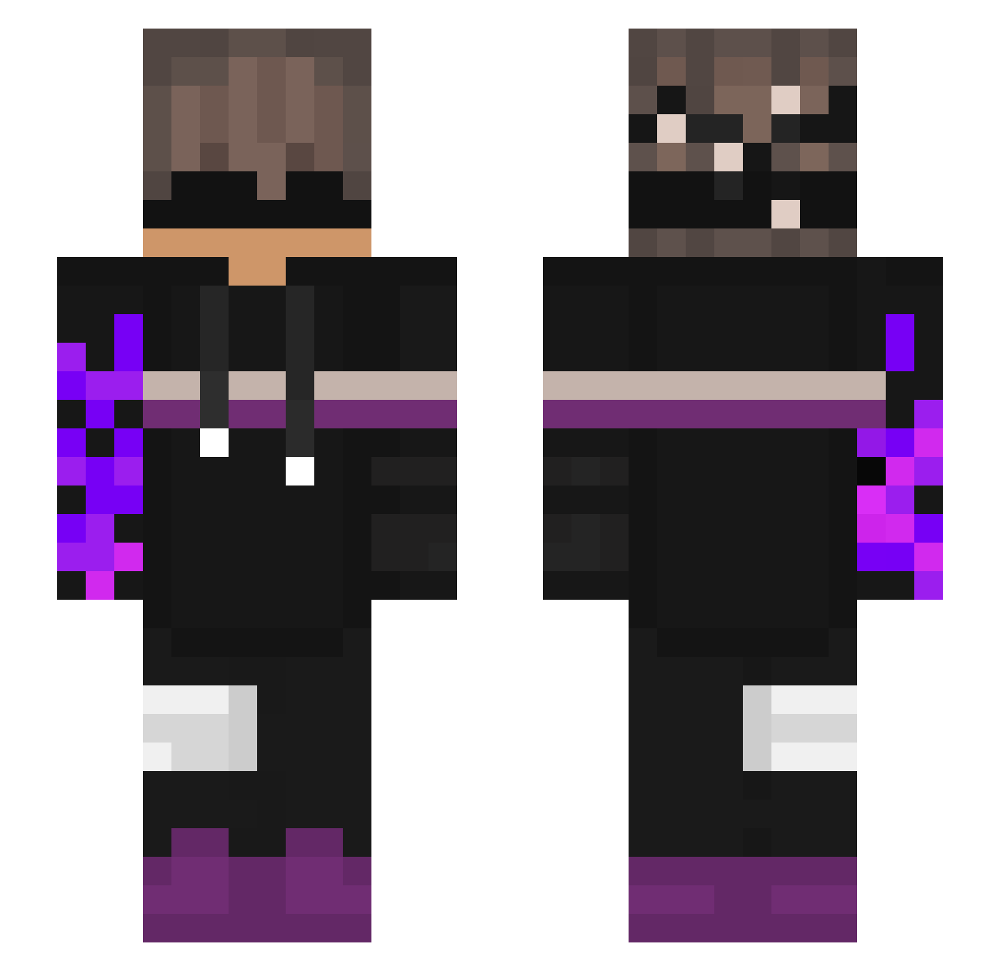 JevuExtinct Minecraft skin, front and back view