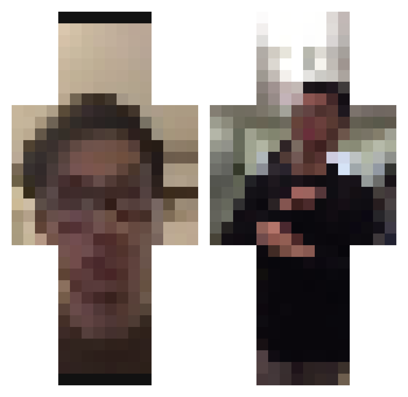 Khomie Minecraft skin, front and back view