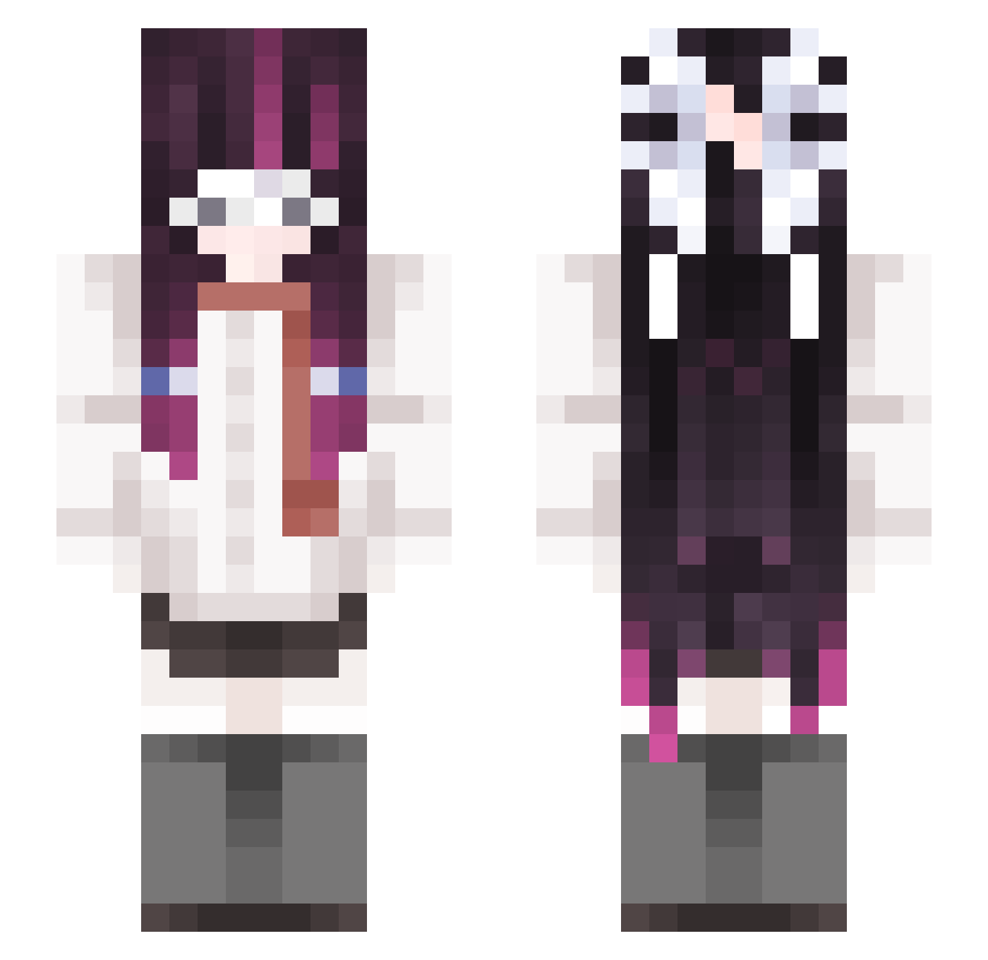 Luiegy Minecraft skin, front and back view