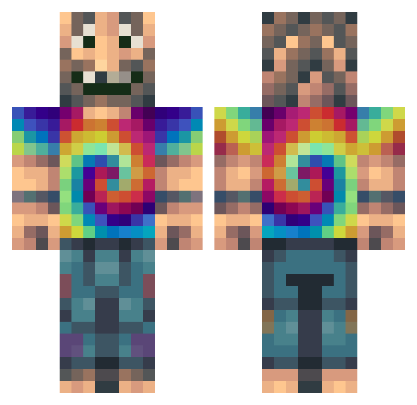 Doubtable Minecraft skin, front and back view