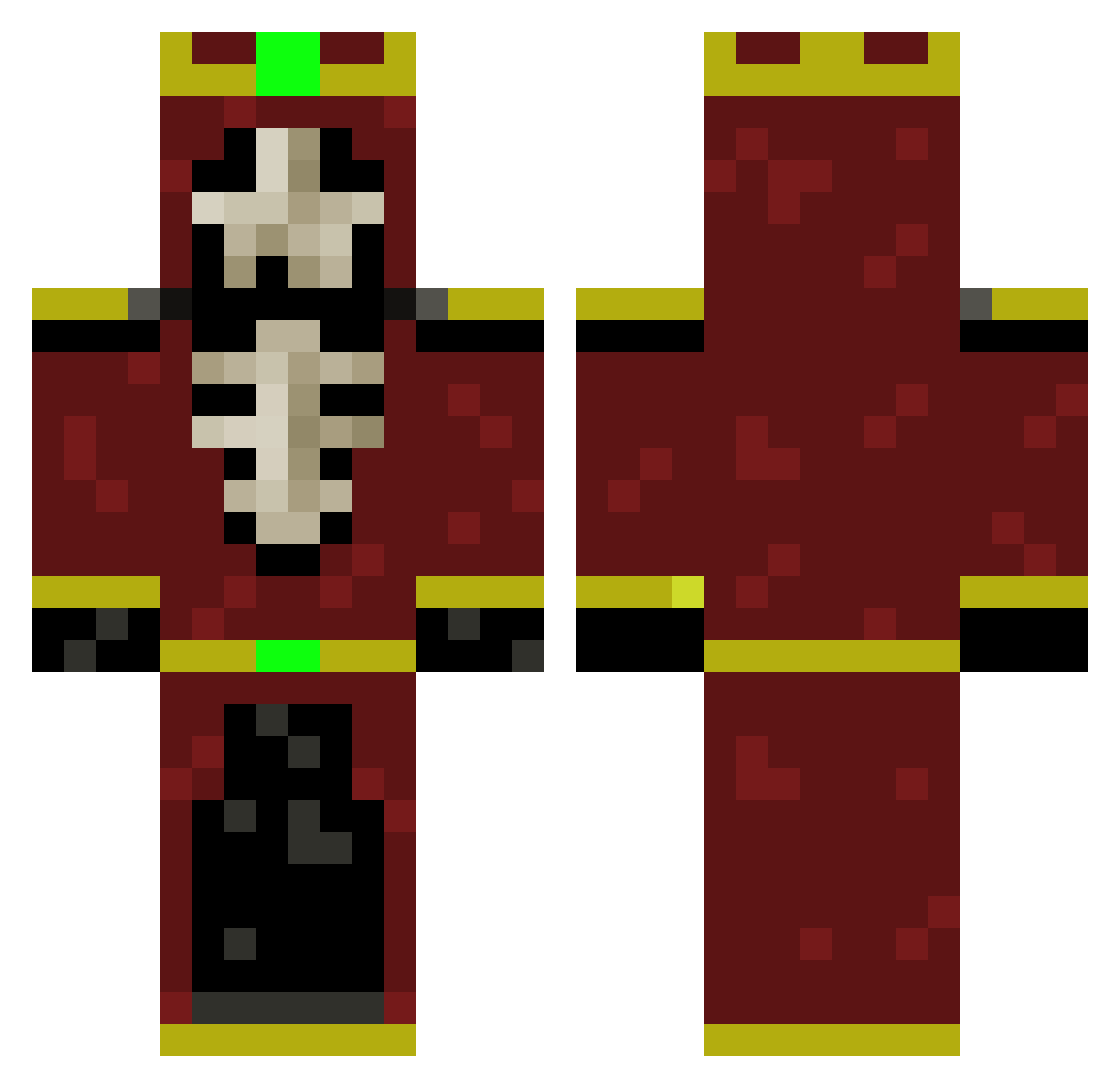 HauntedBones Minecraft skin, front and back view
