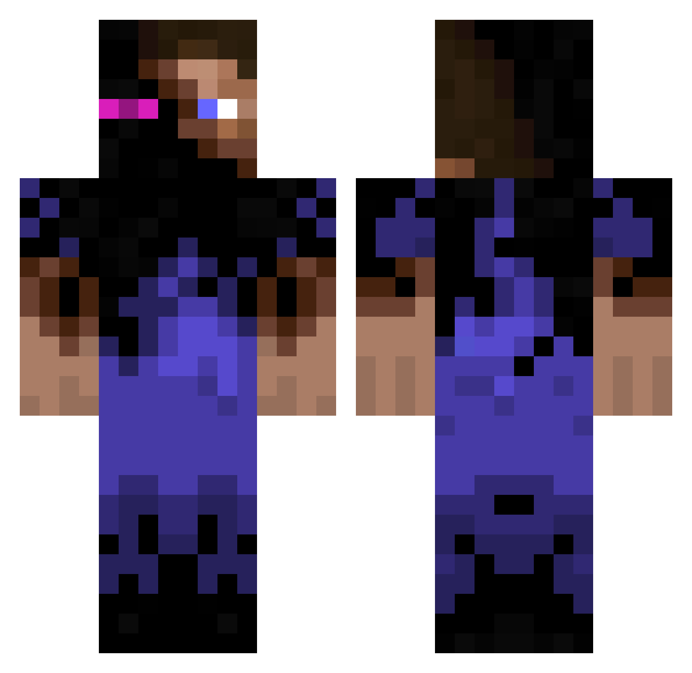 PTLK Minecraft skin, front and back view