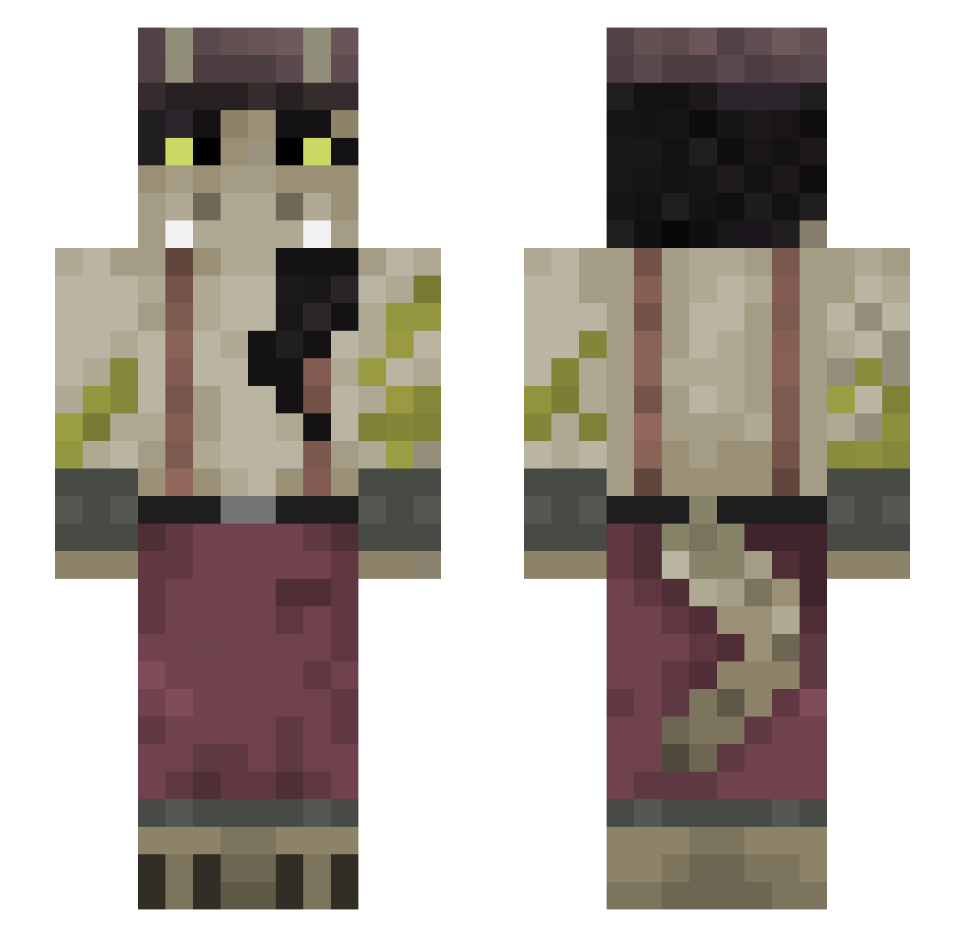 Weatwood Minecraft skin, front and back view