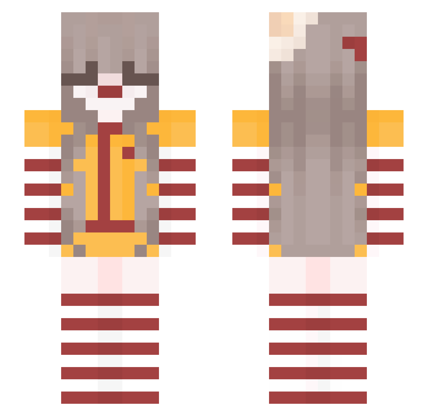 _Lycheejuice Minecraft skin, front and back view