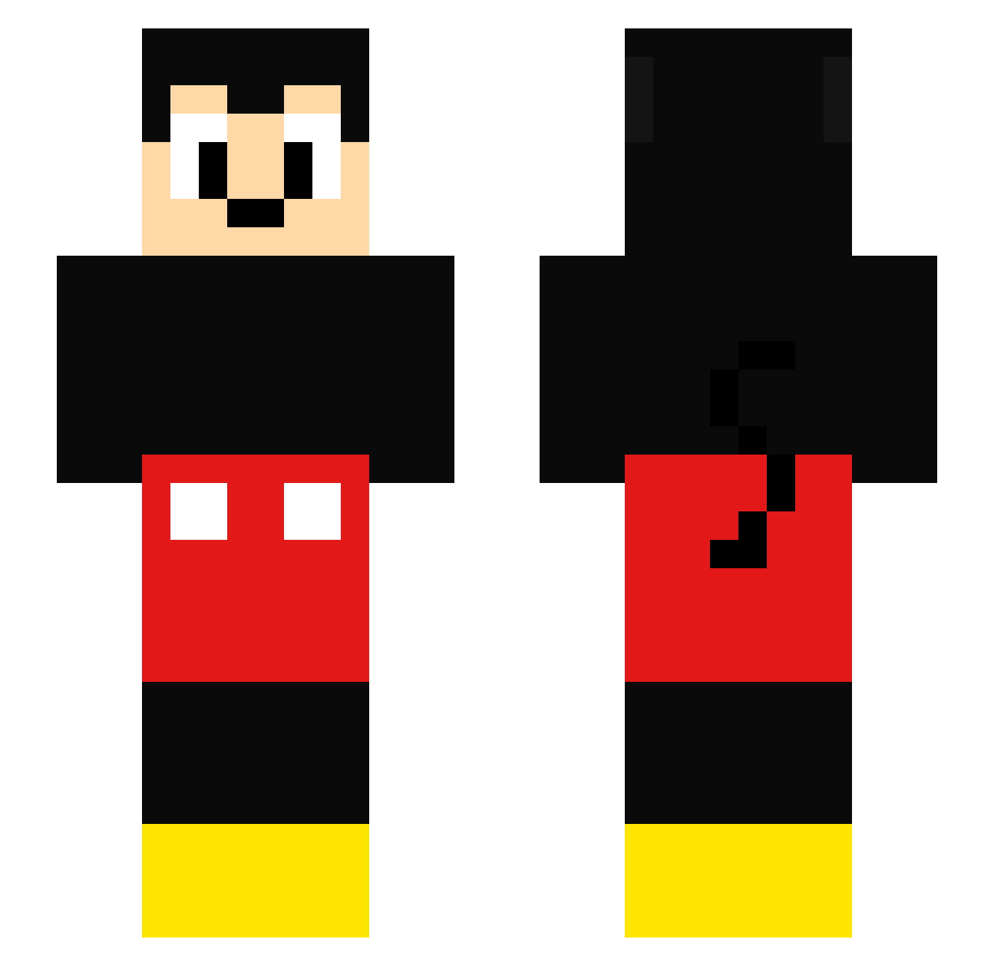 Binomooooo Minecraft skin, front and back view