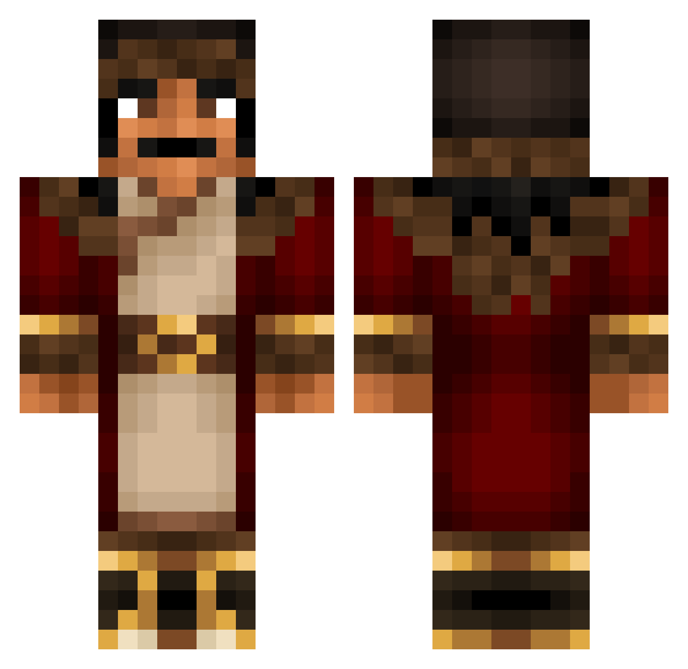 PlayaVIP Minecraft skin, front and back view