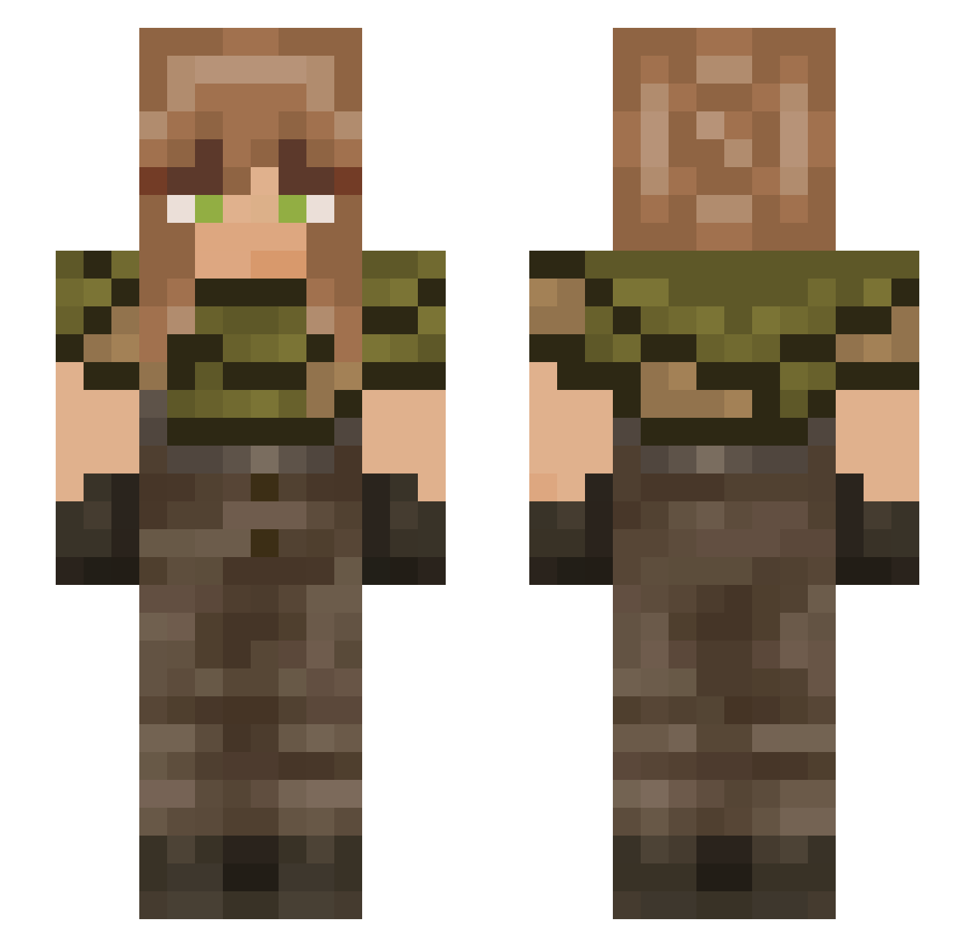 Leucose Minecraft skin, front and back view