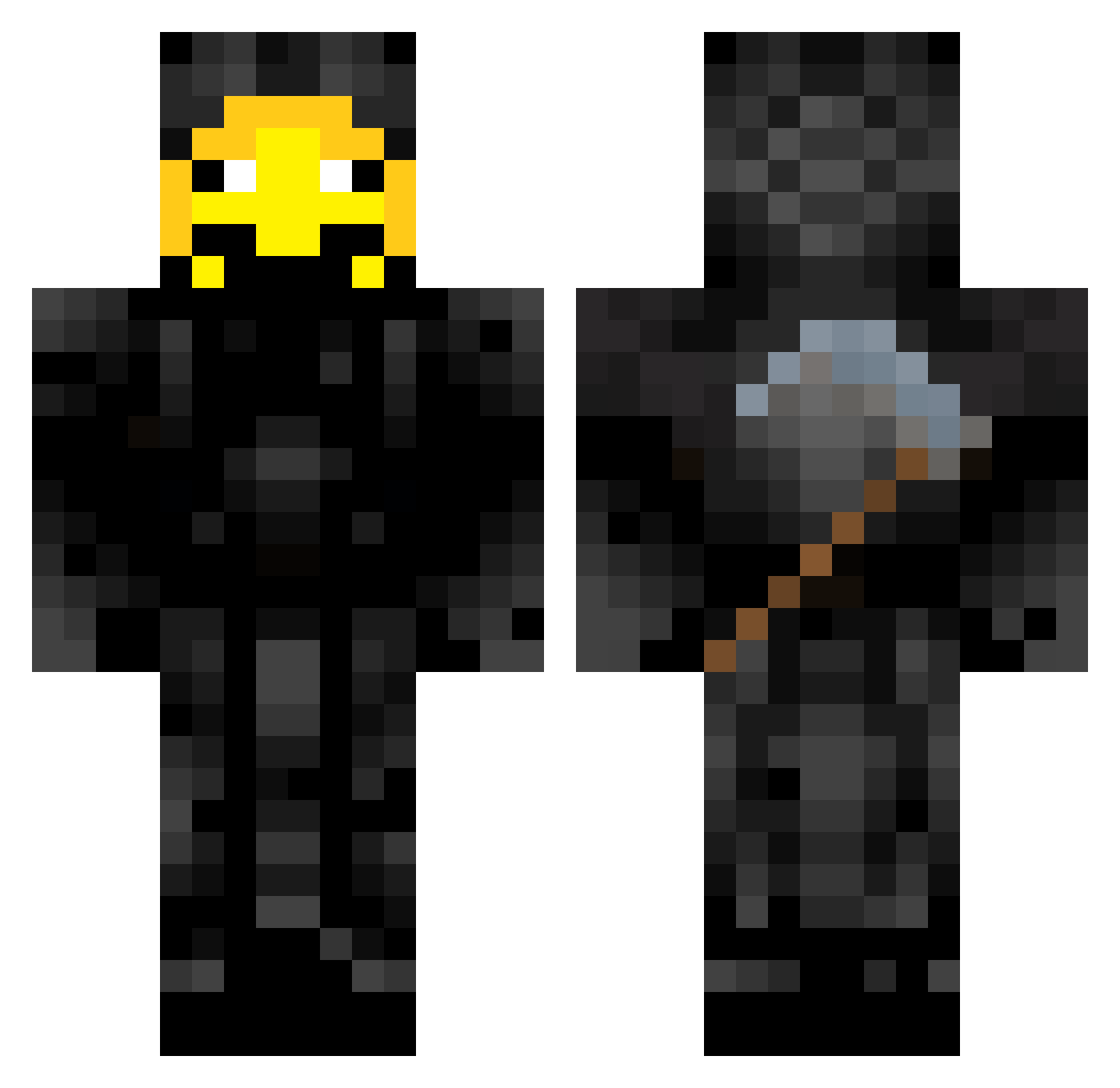 sharpness_100 Minecraft skin, front and back view
