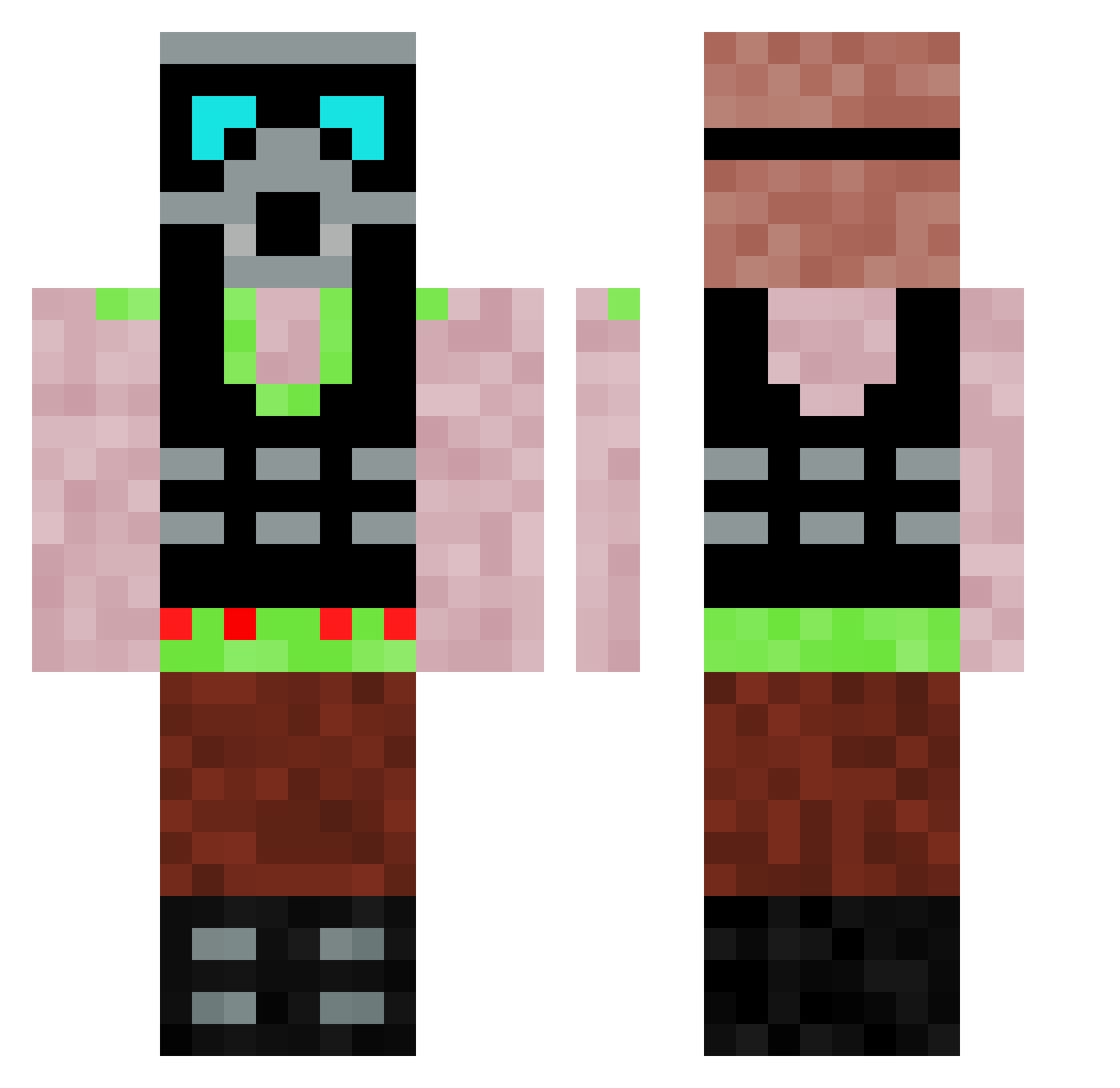 Xoanda Minecraft skin, front and back view