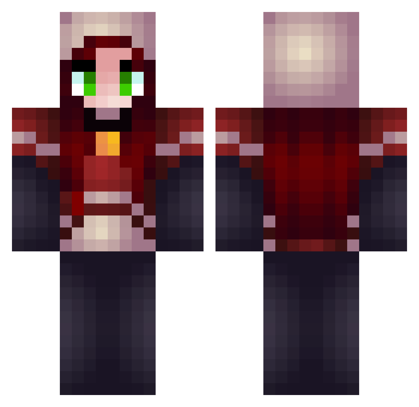 RamenKatze Minecraft skin, front and back view