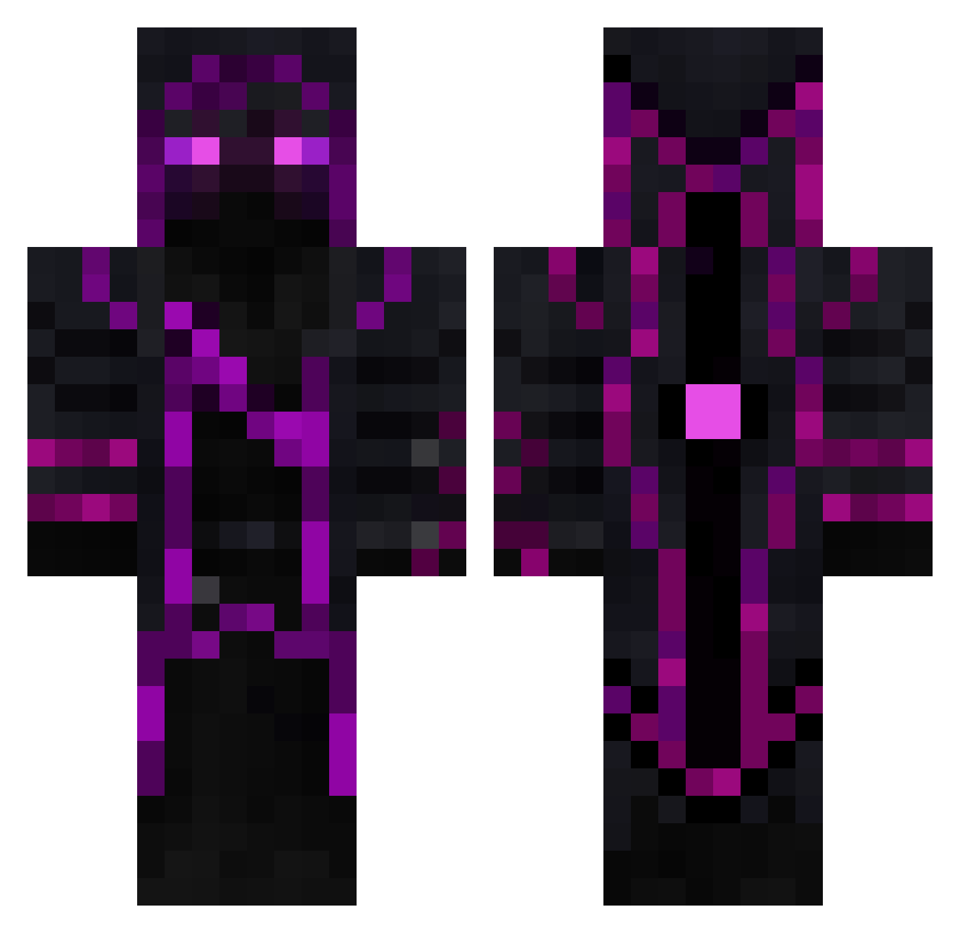 TheTesseractor Minecraft skin, front and back view