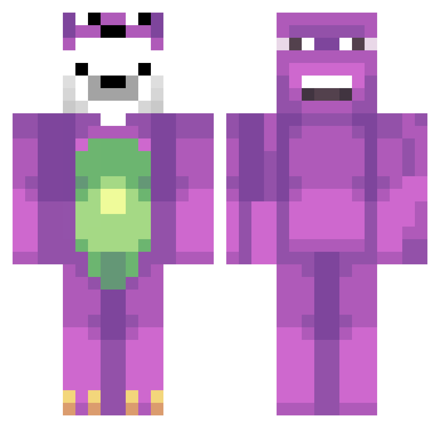 StrongPinkBear Minecraft skin, front and back view