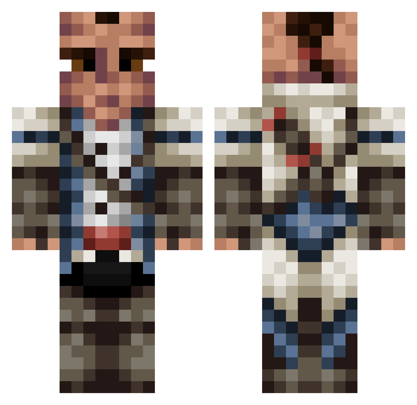 Getting Minecraft skin, front and back view