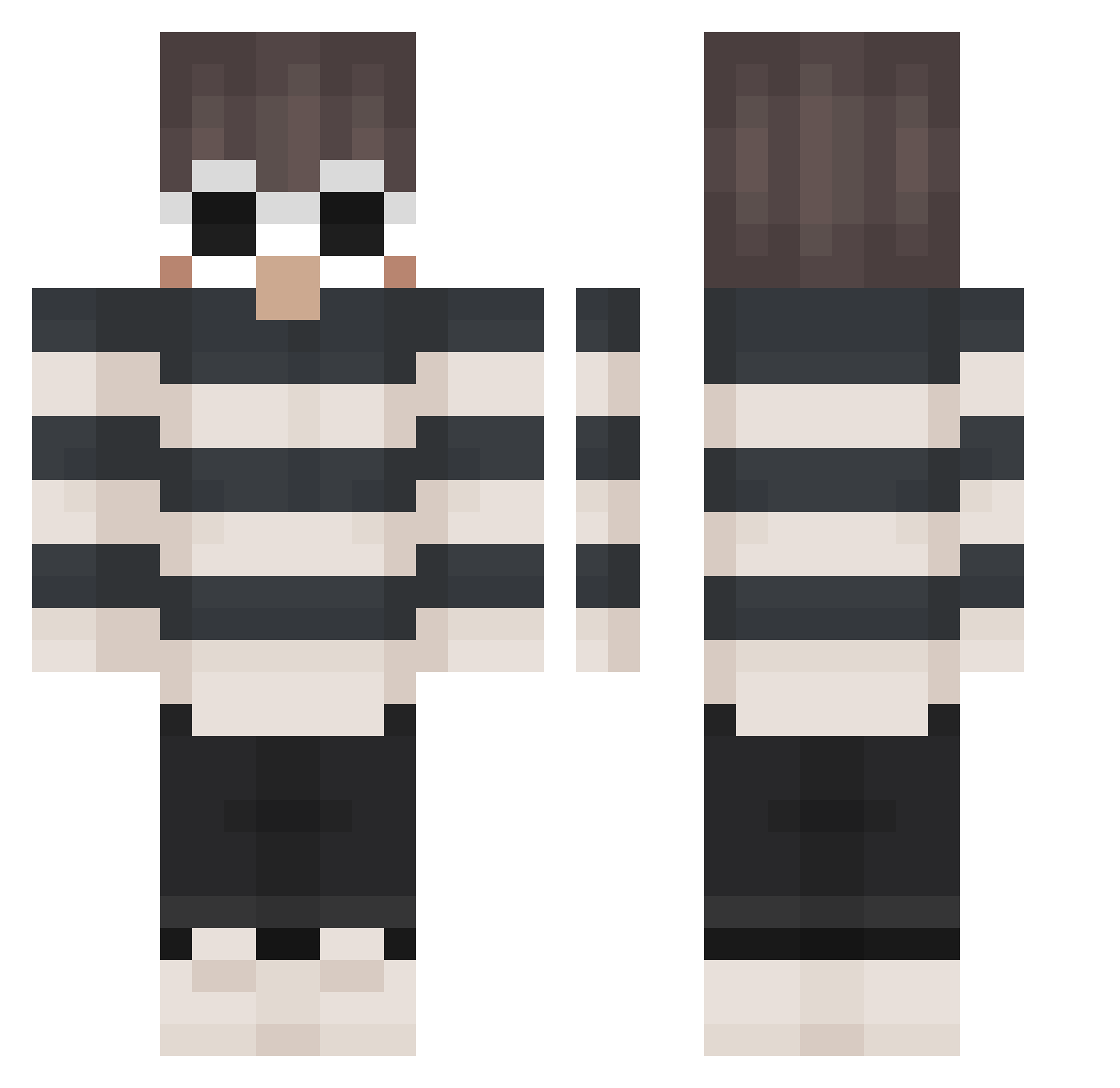 JoelRN Minecraft skin, front and back view