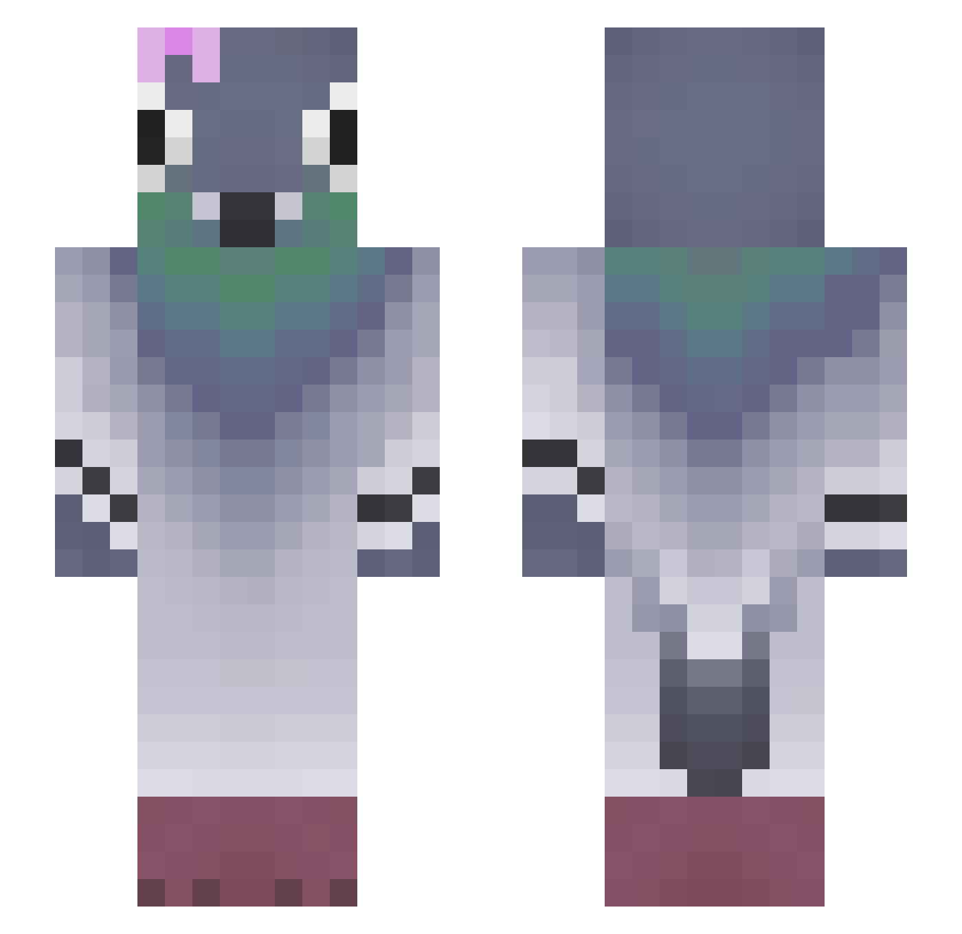 water_mul Minecraft skin, front and back view