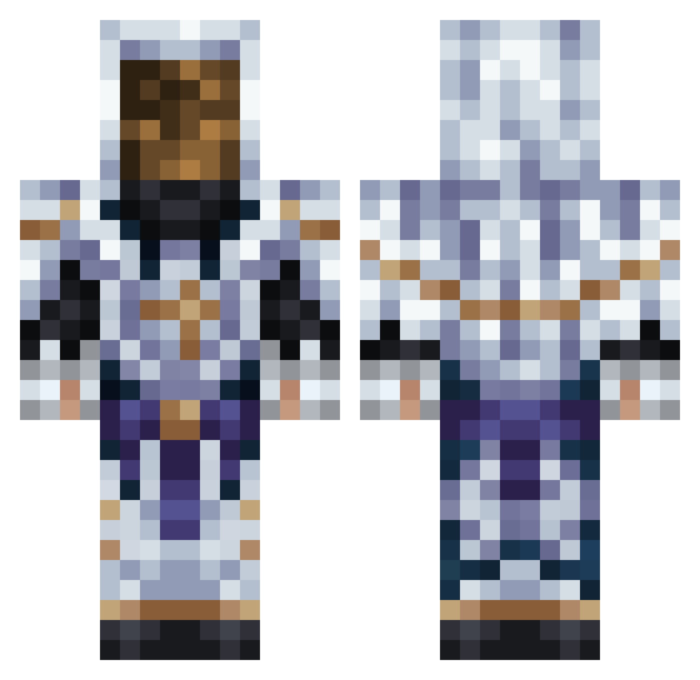 BabyBlyat Minecraft skin, front and back view