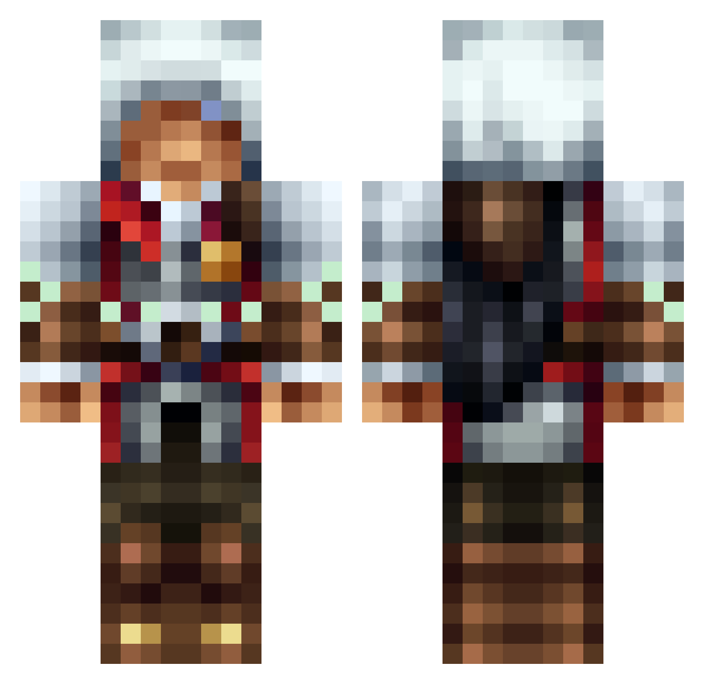 Decelerated Minecraft skin, front and back view