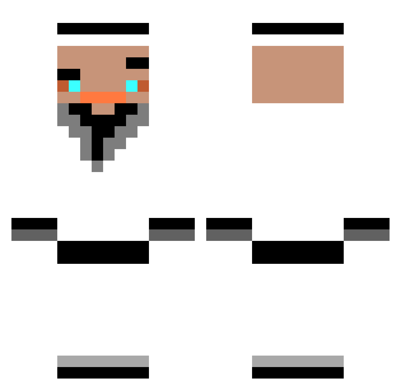 volszop Minecraft skin, front and back view