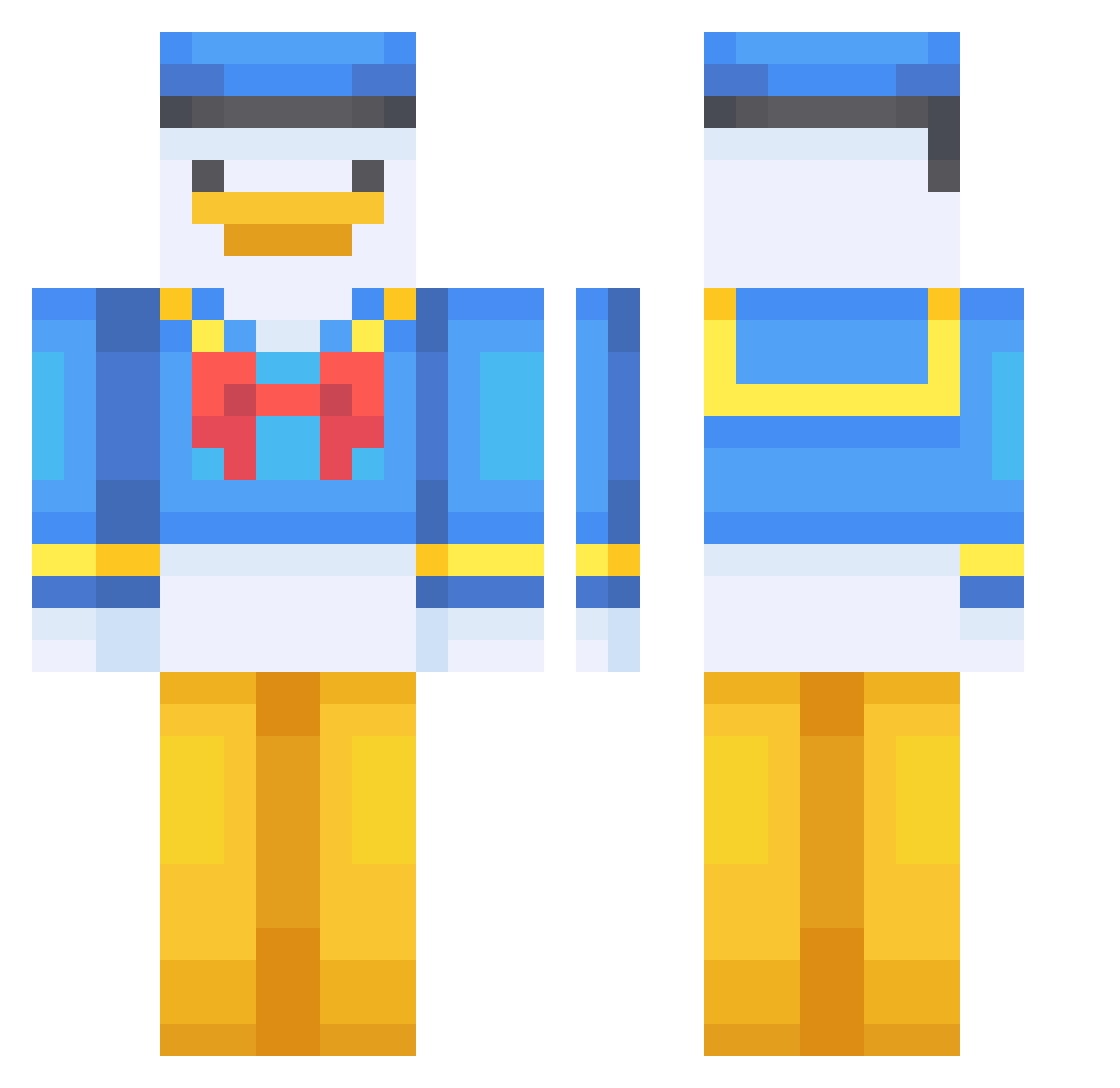ZincioPita Minecraft skin, front and back view