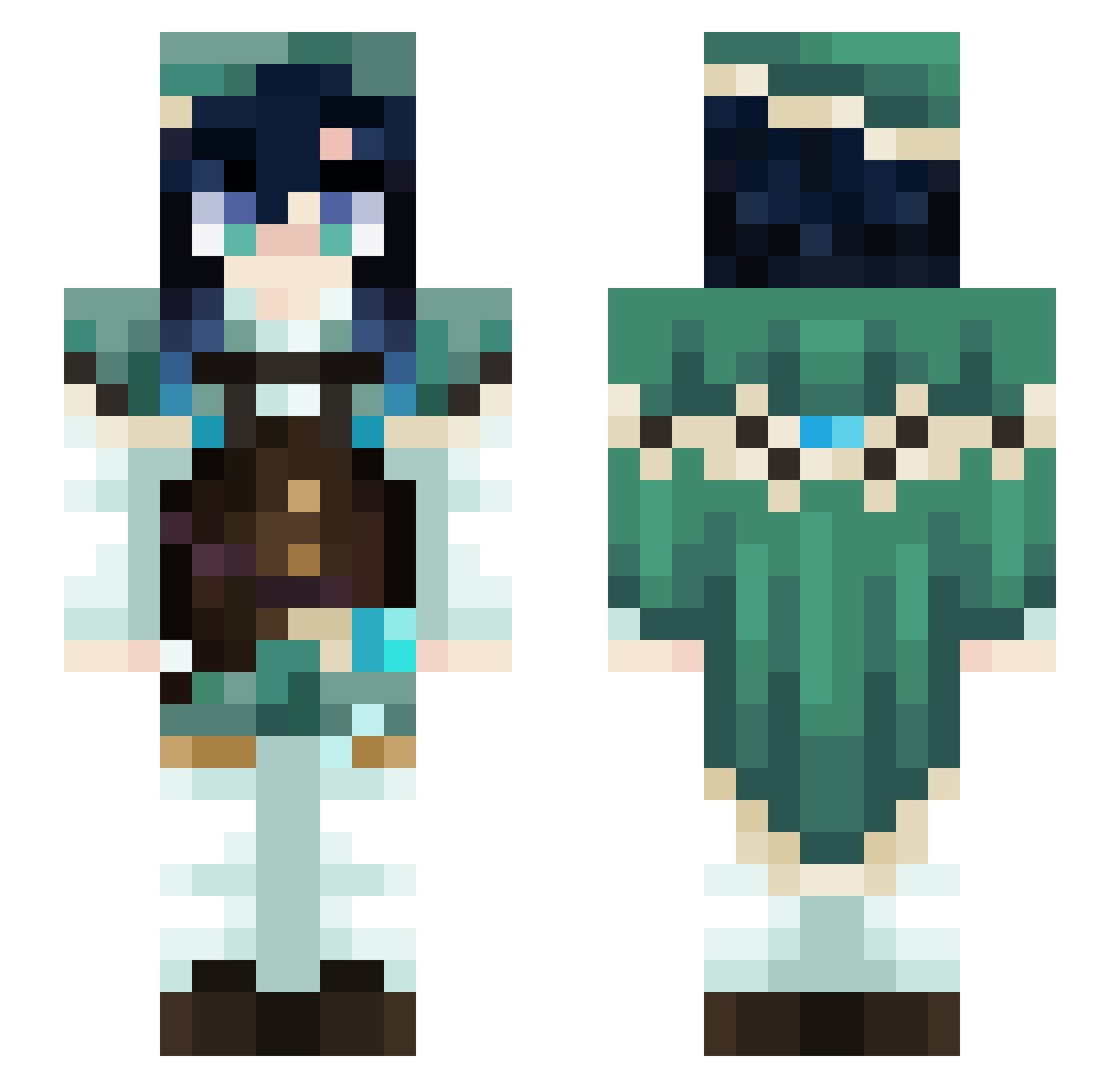 deelikescats Minecraft skin, front and back view