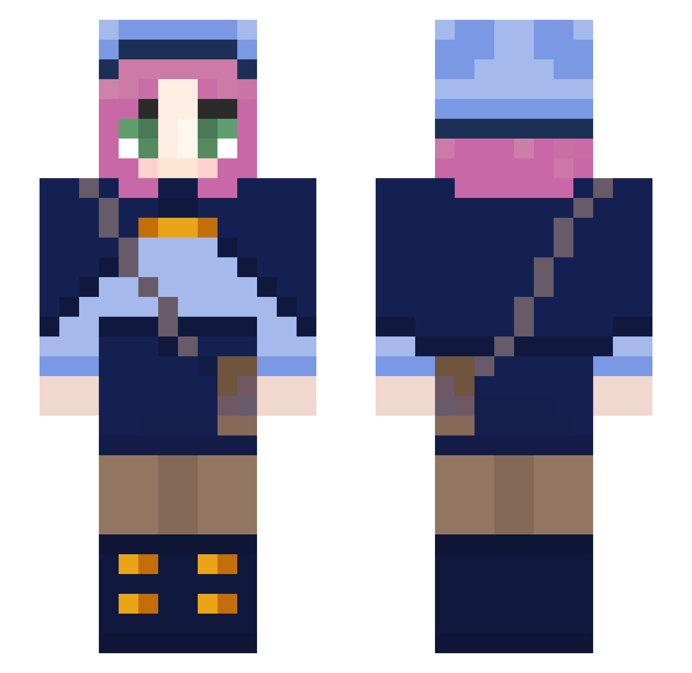 Unspectacular Minecraft skin, front and back view