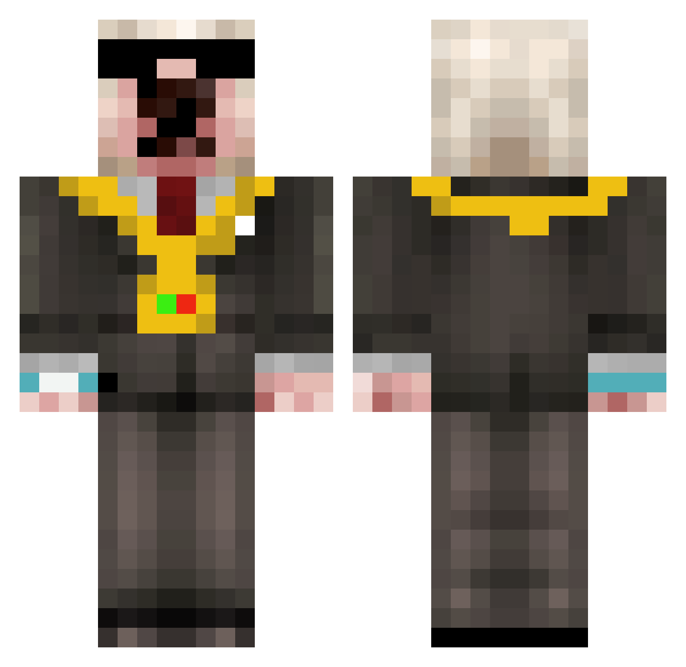 LetsGetThisBedd Minecraft skin, front and back view