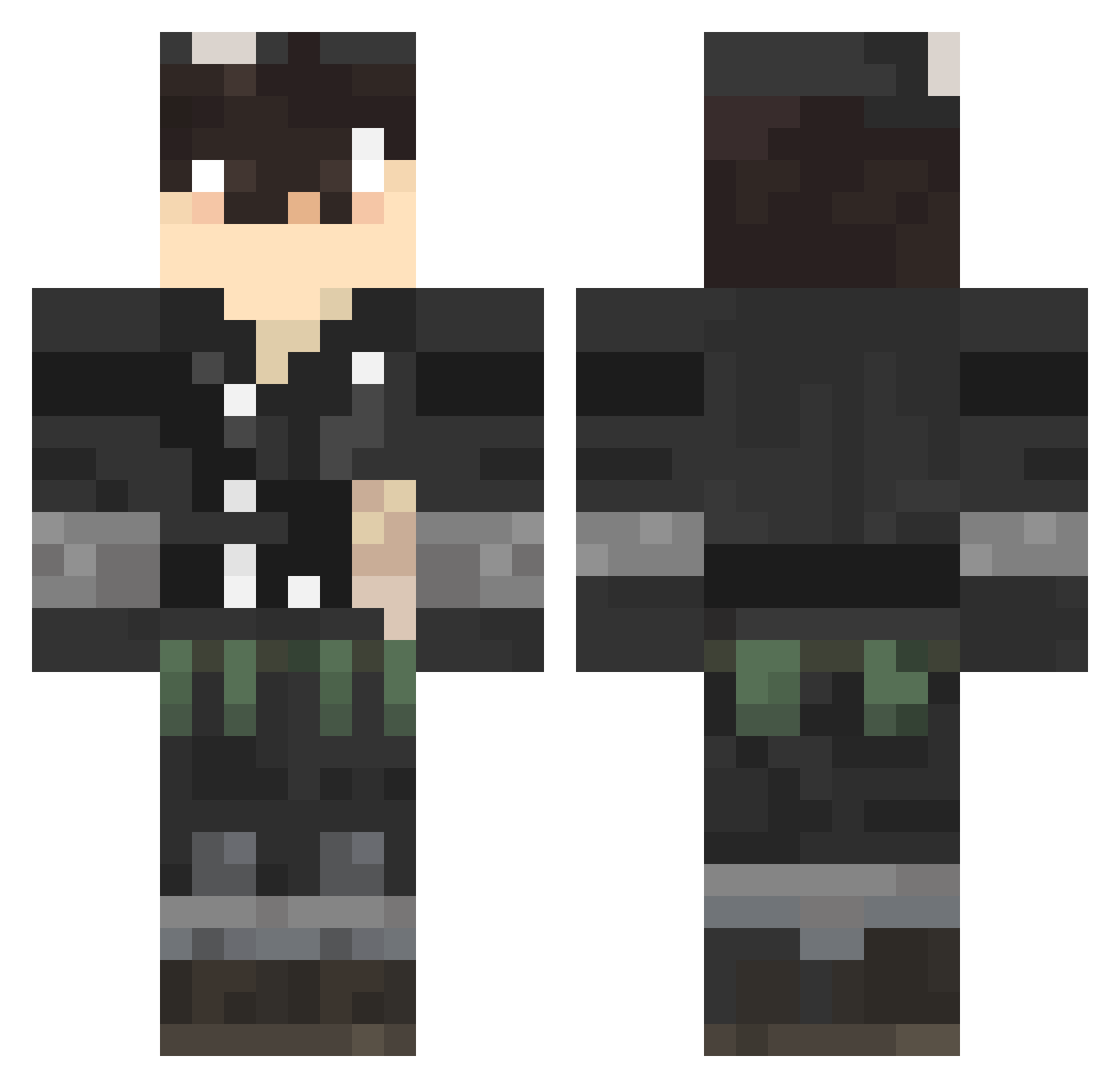 GrimP0tatO Minecraft skin, front and back view