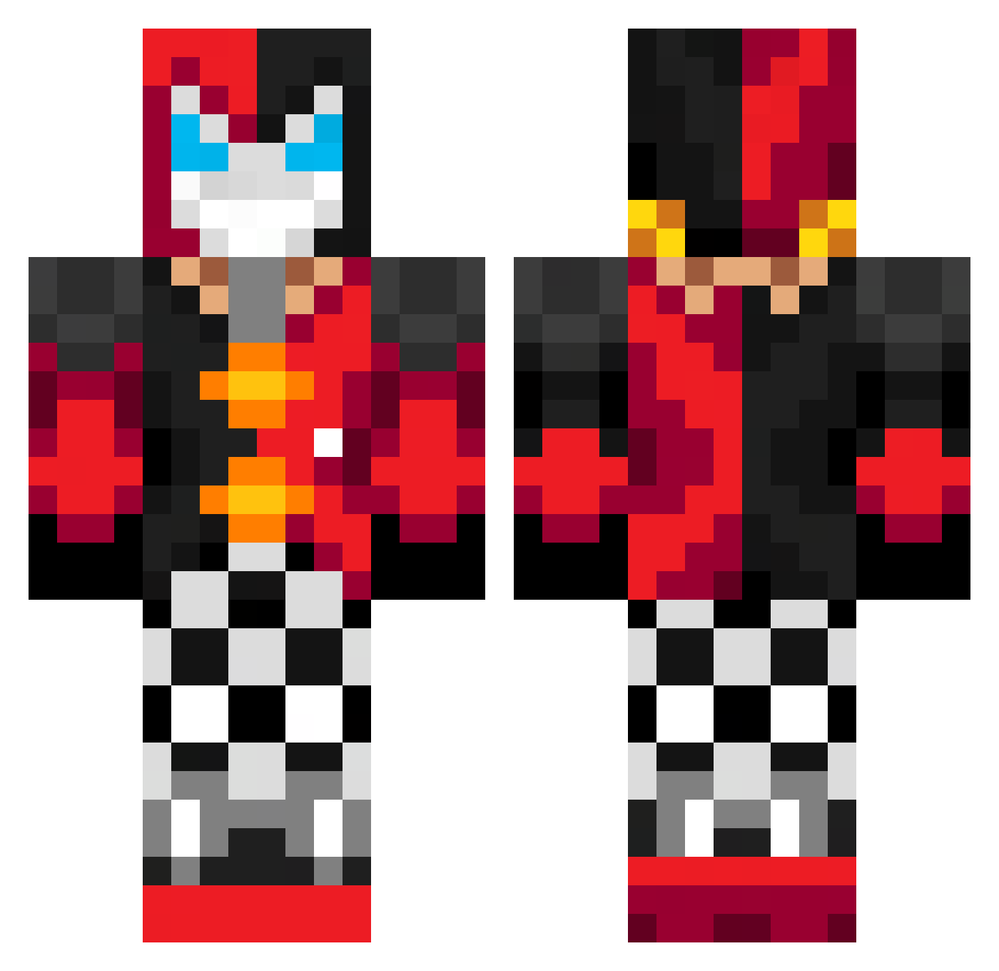 Moltdown Minecraft skin, front and back view