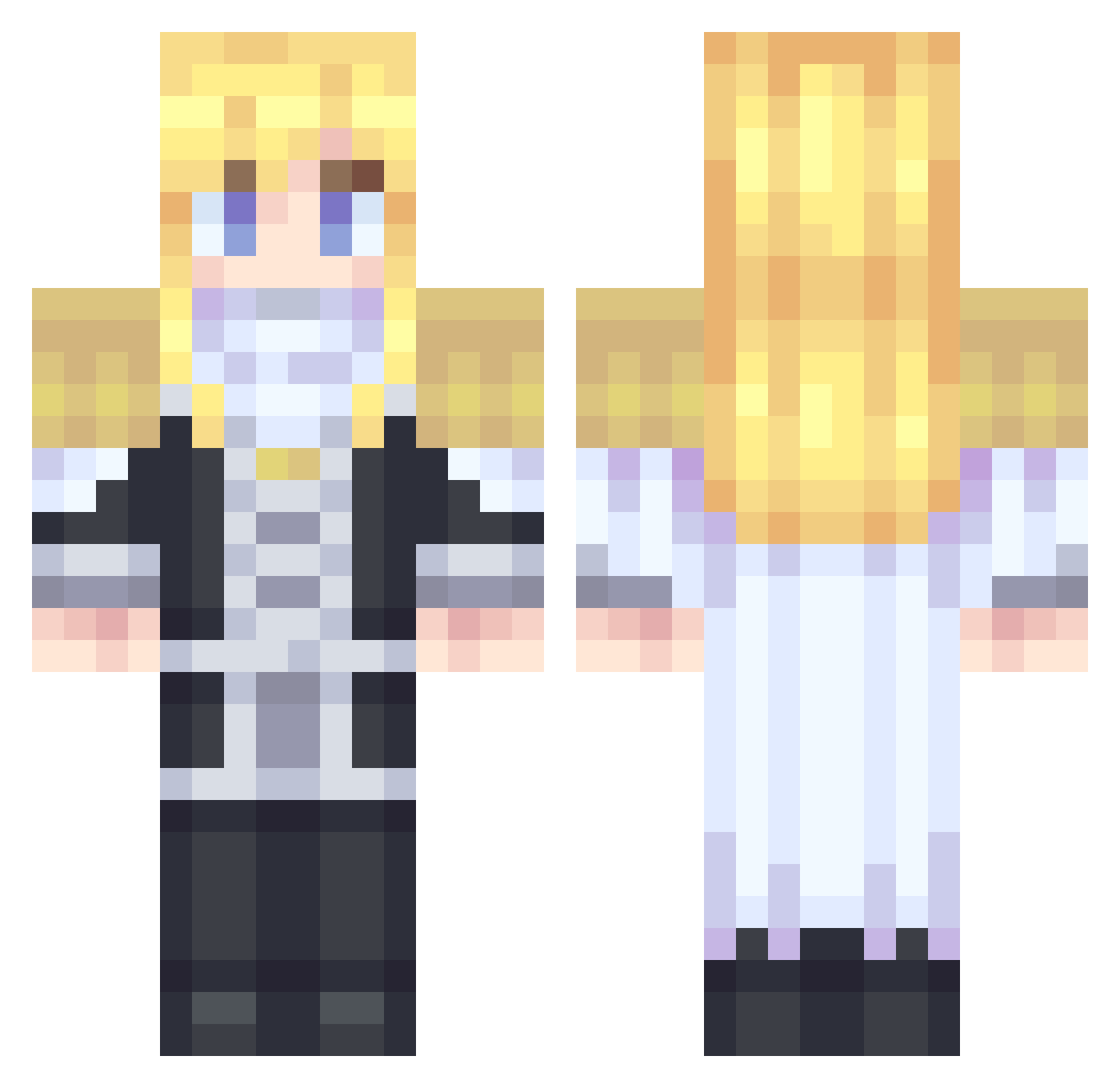 Loevely Minecraft skin, front and back view
