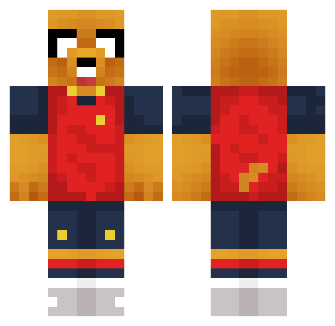 pirracasYT Minecraft skin, front and back view