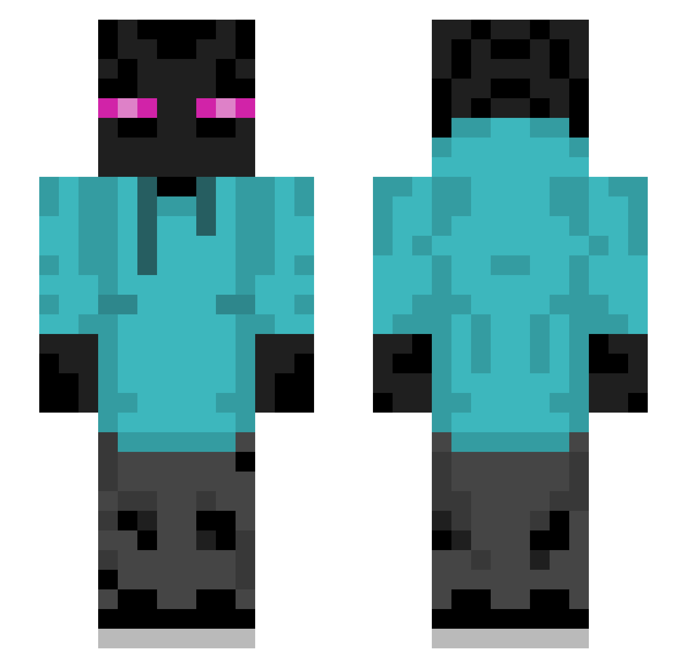 zenofr Minecraft skin, front and back view