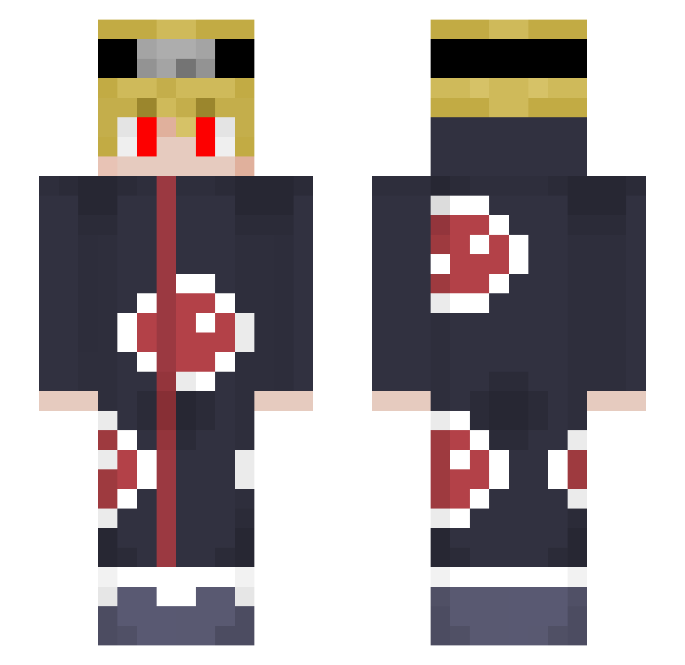 GreyFaxe Minecraft skin, front and back view