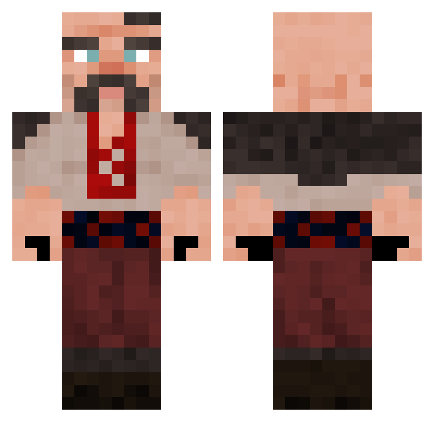 ANT1HUM4N Minecraft skin, front and back view