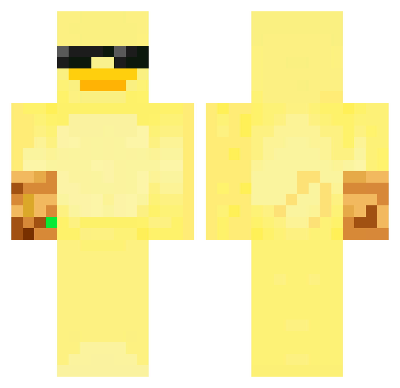 Sneakraffix Minecraft skin, front and back view