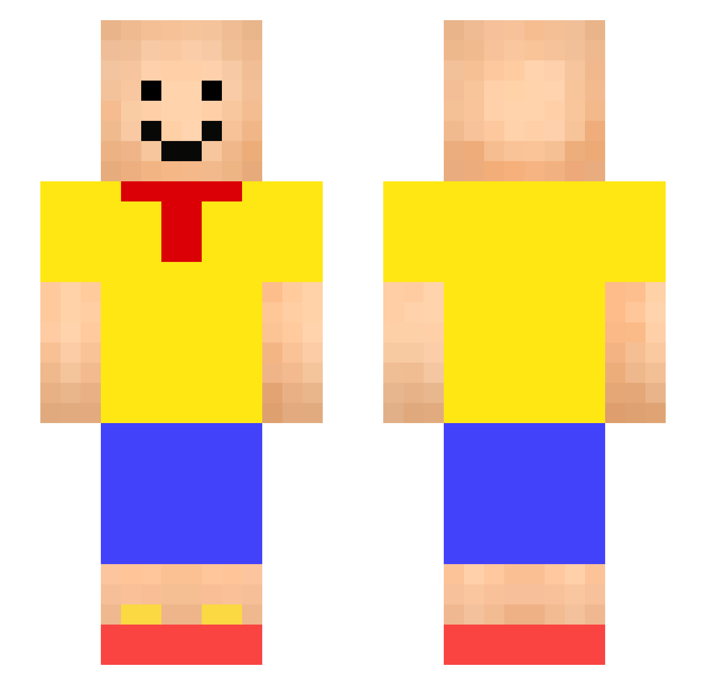 Ca1llou Minecraft skin, front and back view