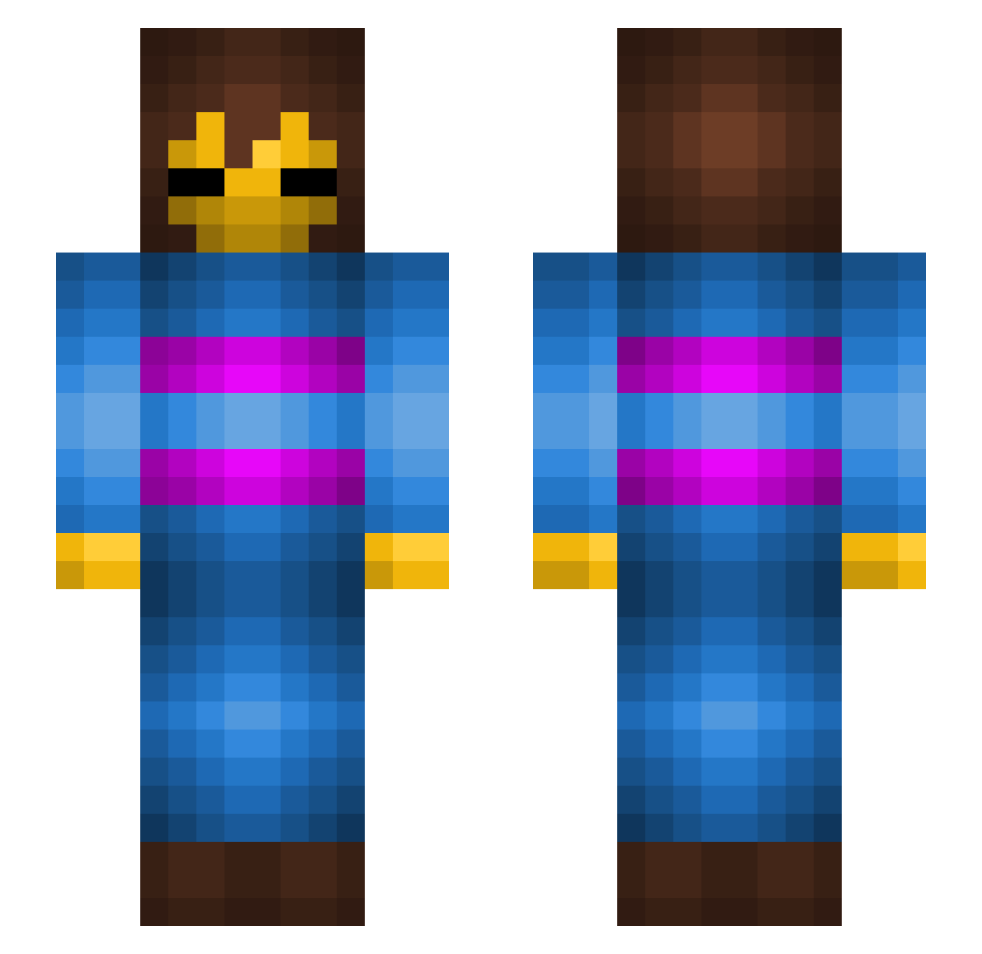 Snebbee Minecraft skin, front and back view