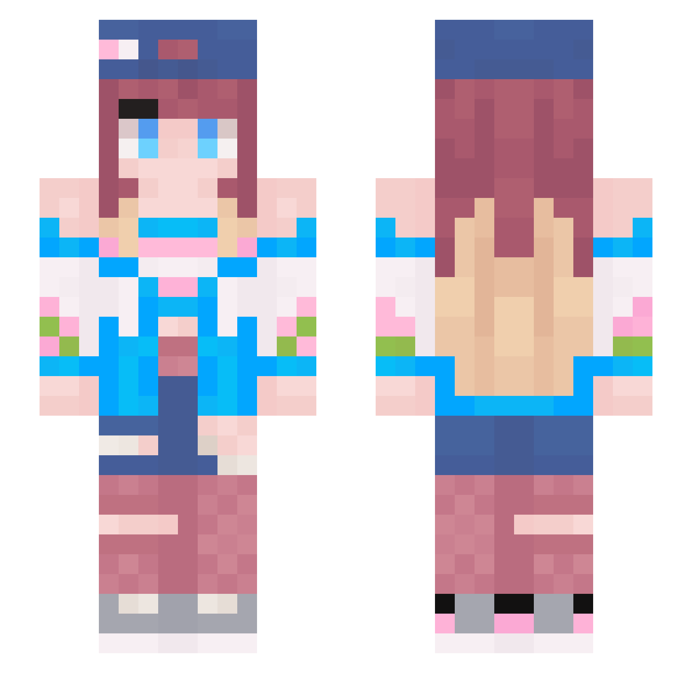 Snowymerc Minecraft skin, front and back view