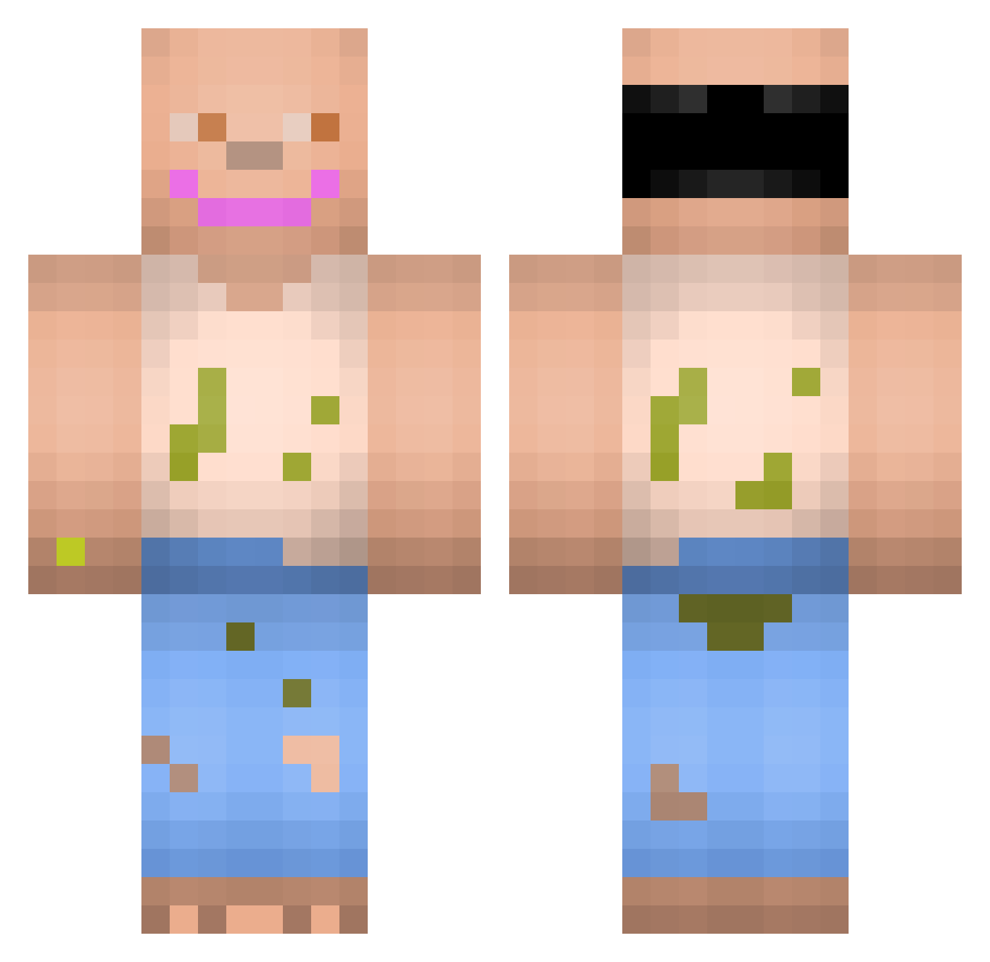 d0r1v4n3 Minecraft skin, front and back view