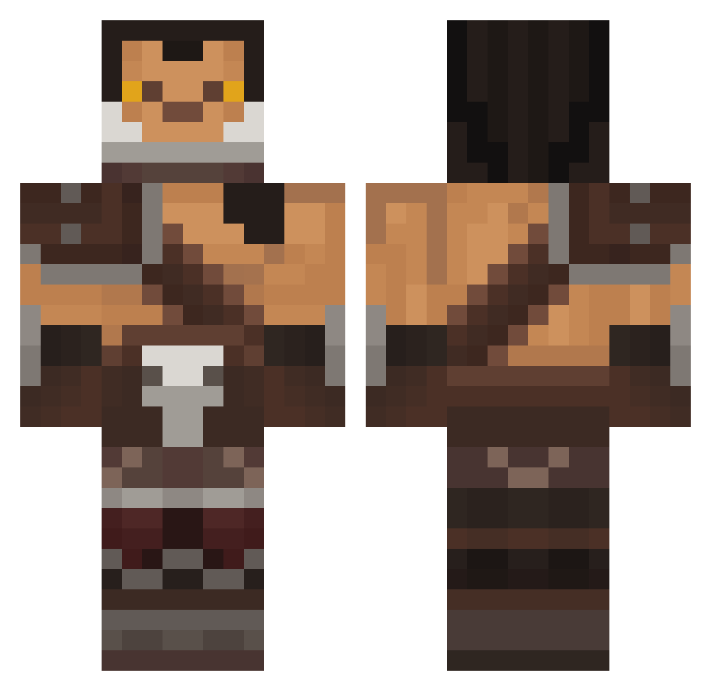 Gangrelock Minecraft skin, front and back view