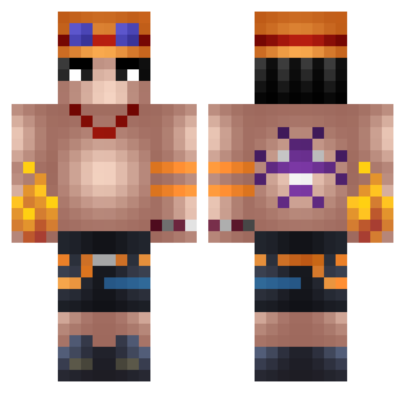 JaviKaiser Minecraft skin, front and back view