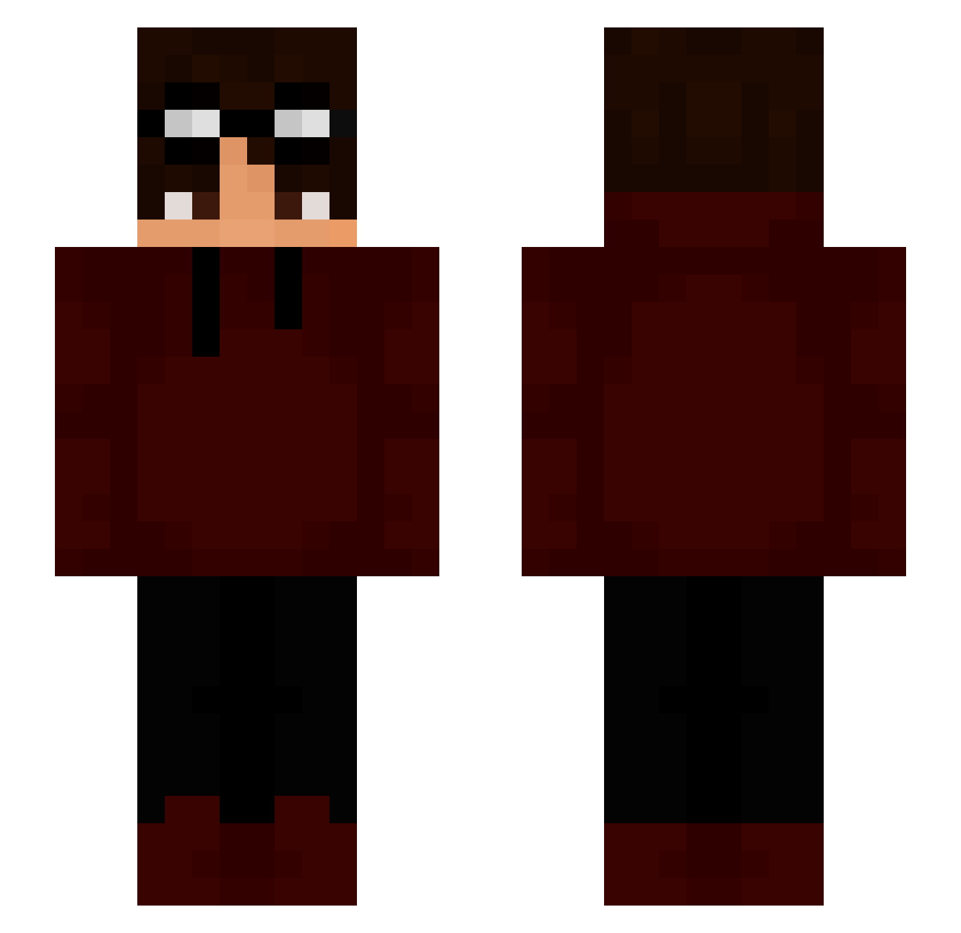 shydows Minecraft skin, front and back view