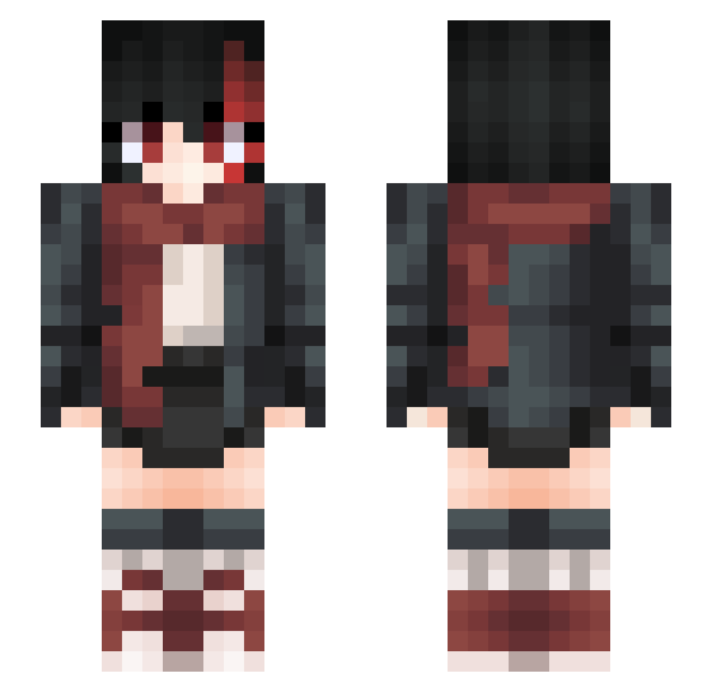 emoinmycorner Minecraft skin, front and back view