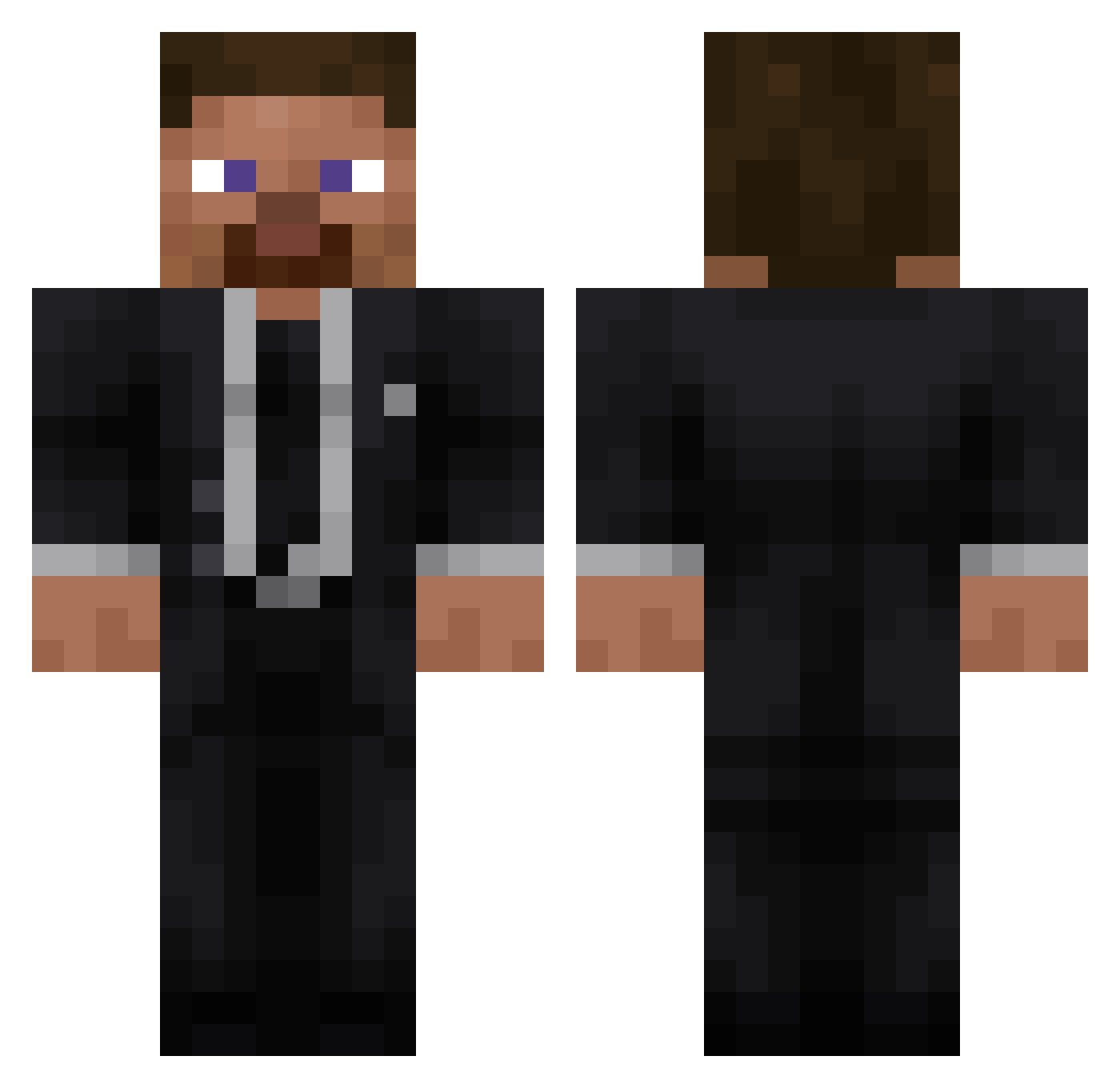 xH__X Minecraft skin, front and back view