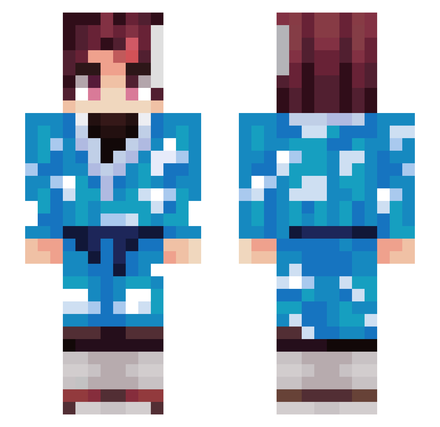 Robloblo Minecraft skin, front and back view