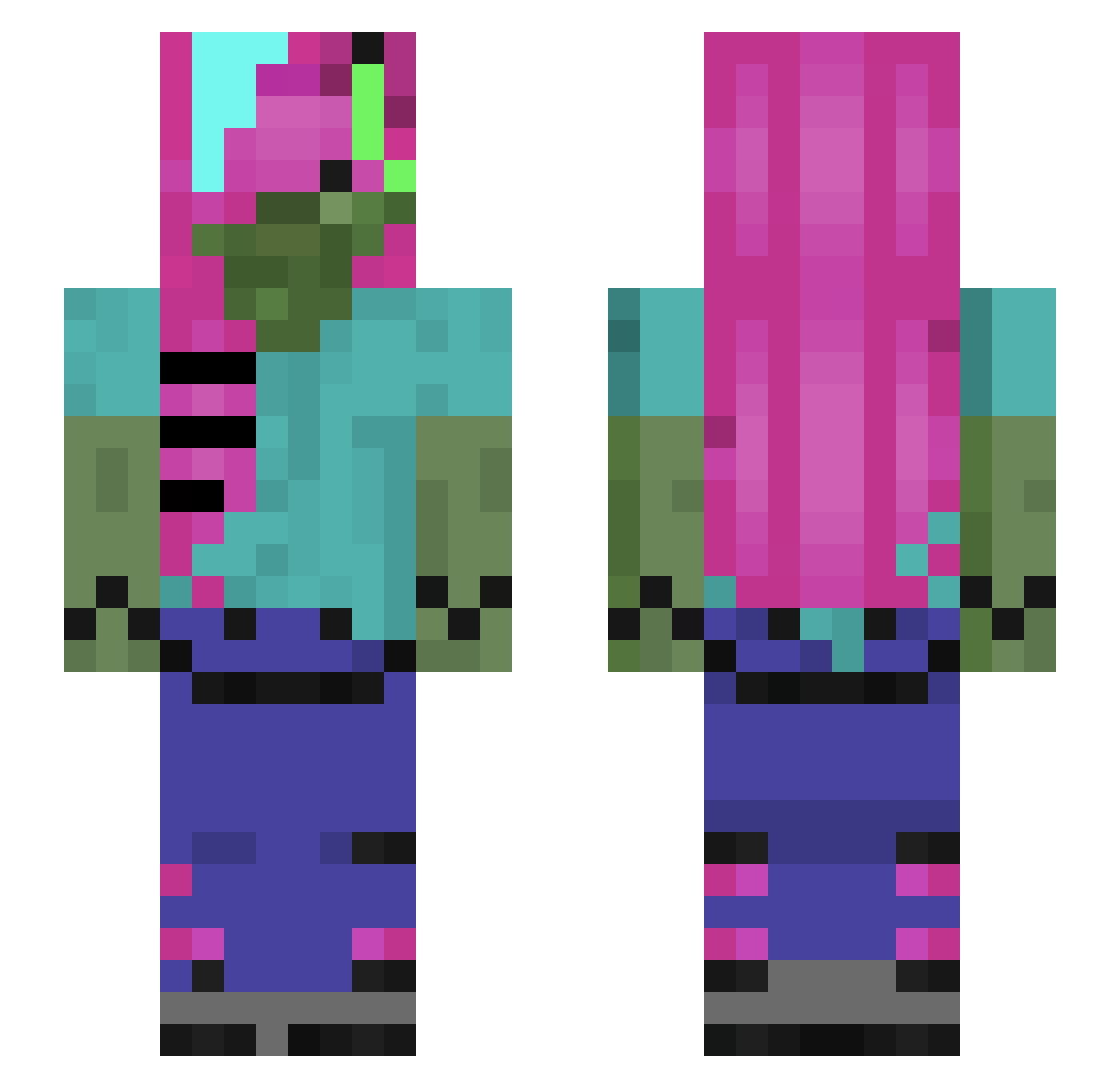 Facialfeatures Minecraft skin, front and back view
