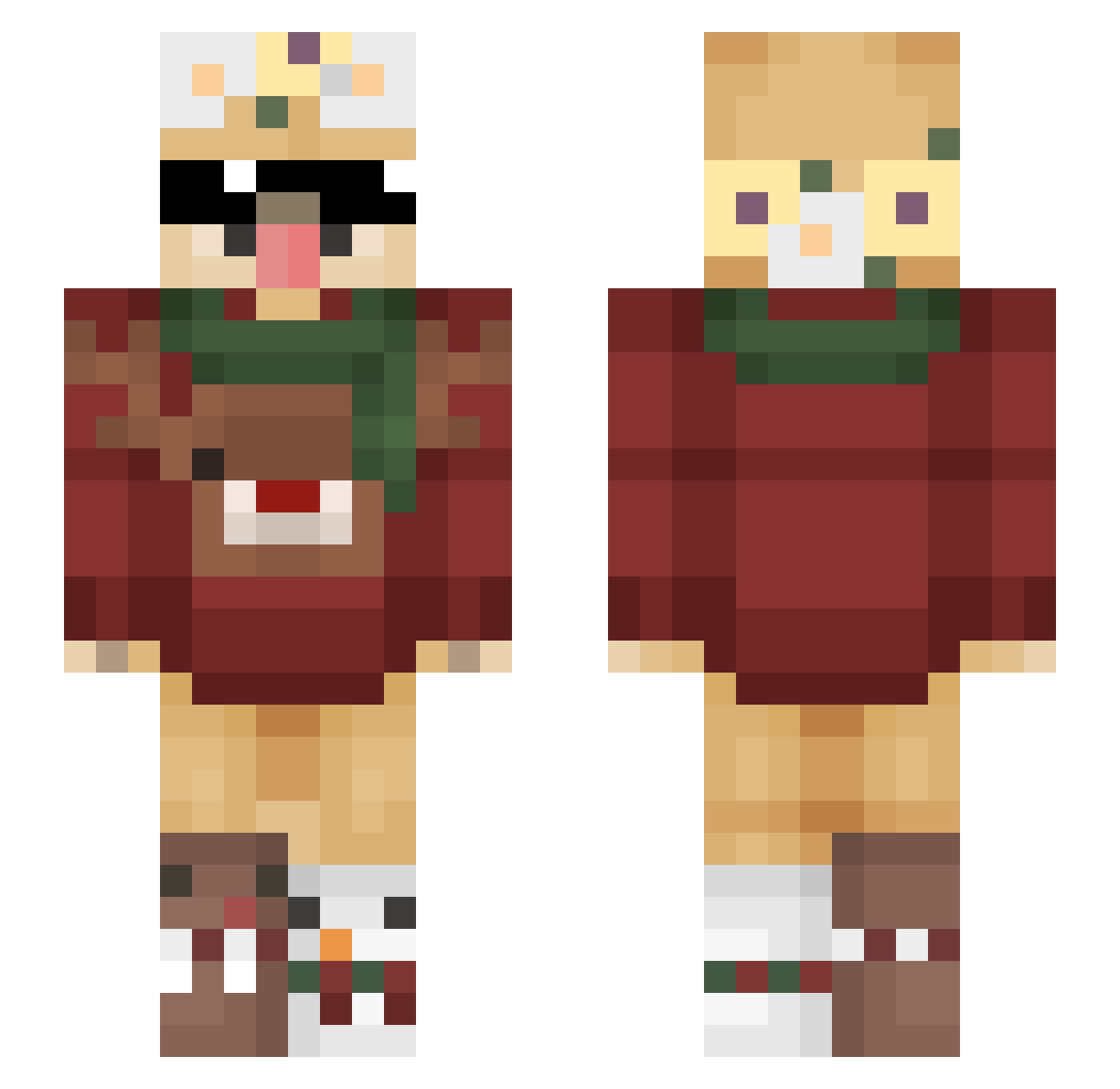 FPFF Minecraft skin, front and back view