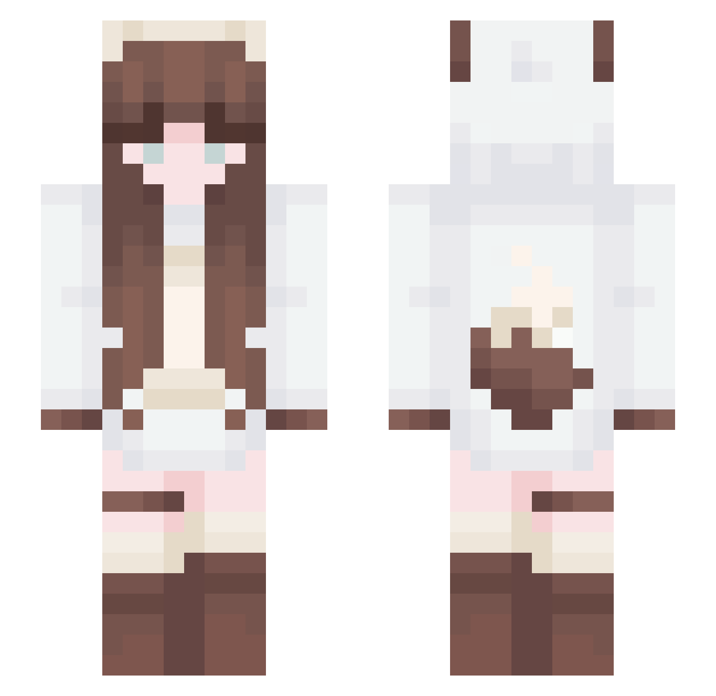 Kimies Minecraft skin, front and back view