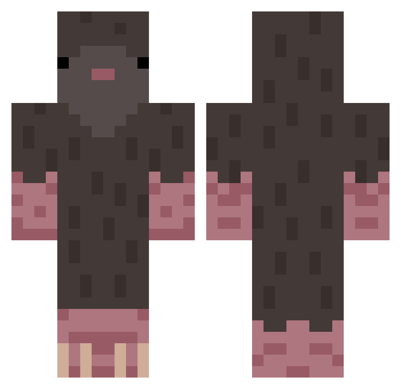 Barl0ww Minecraft skin, front and back view