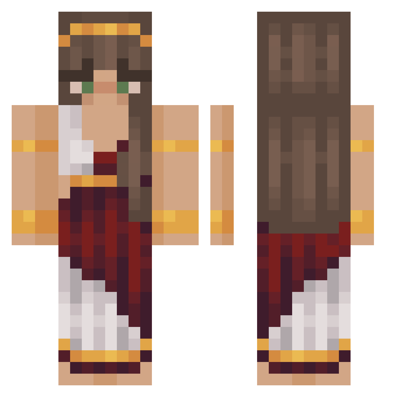 Ttoillew Minecraft skin, front and back view
