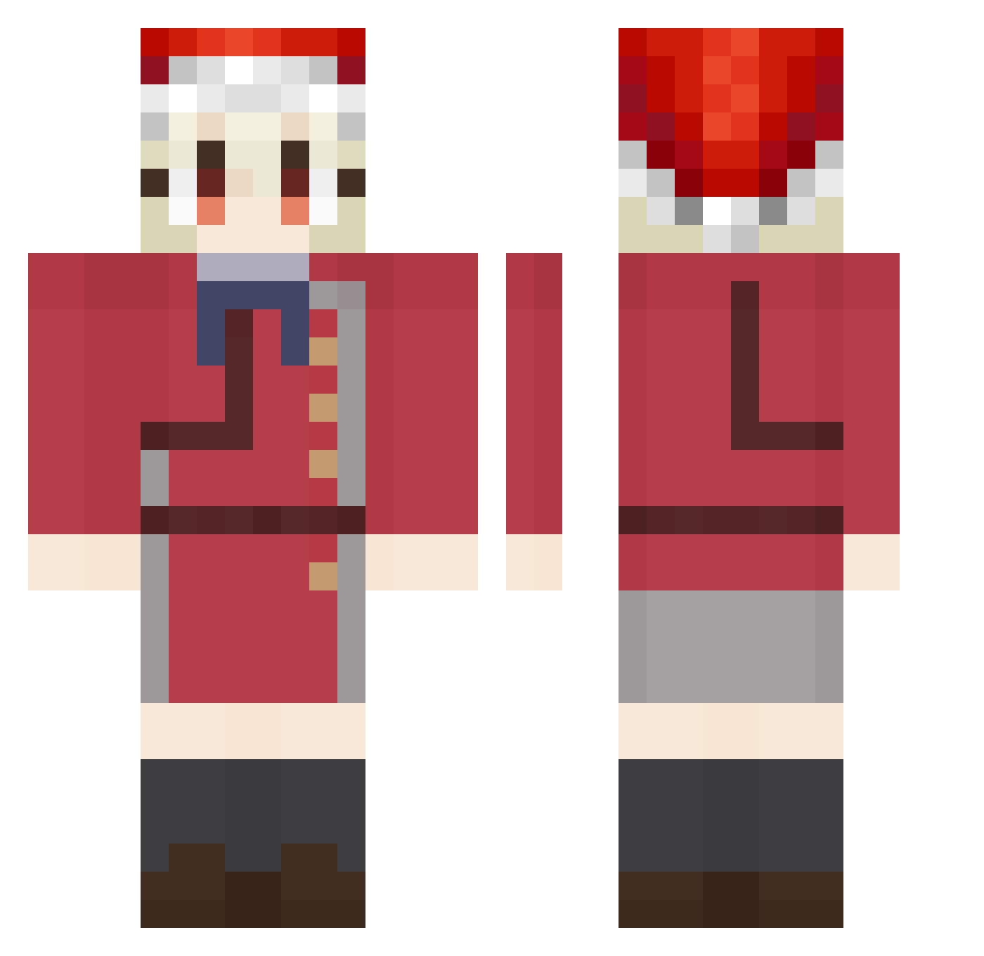 PMPK Minecraft skin, front and back view